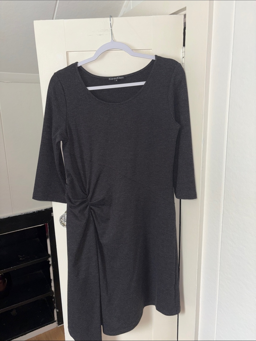 Karen Kane Charcoal Twist-Side Long Sleeve Dress